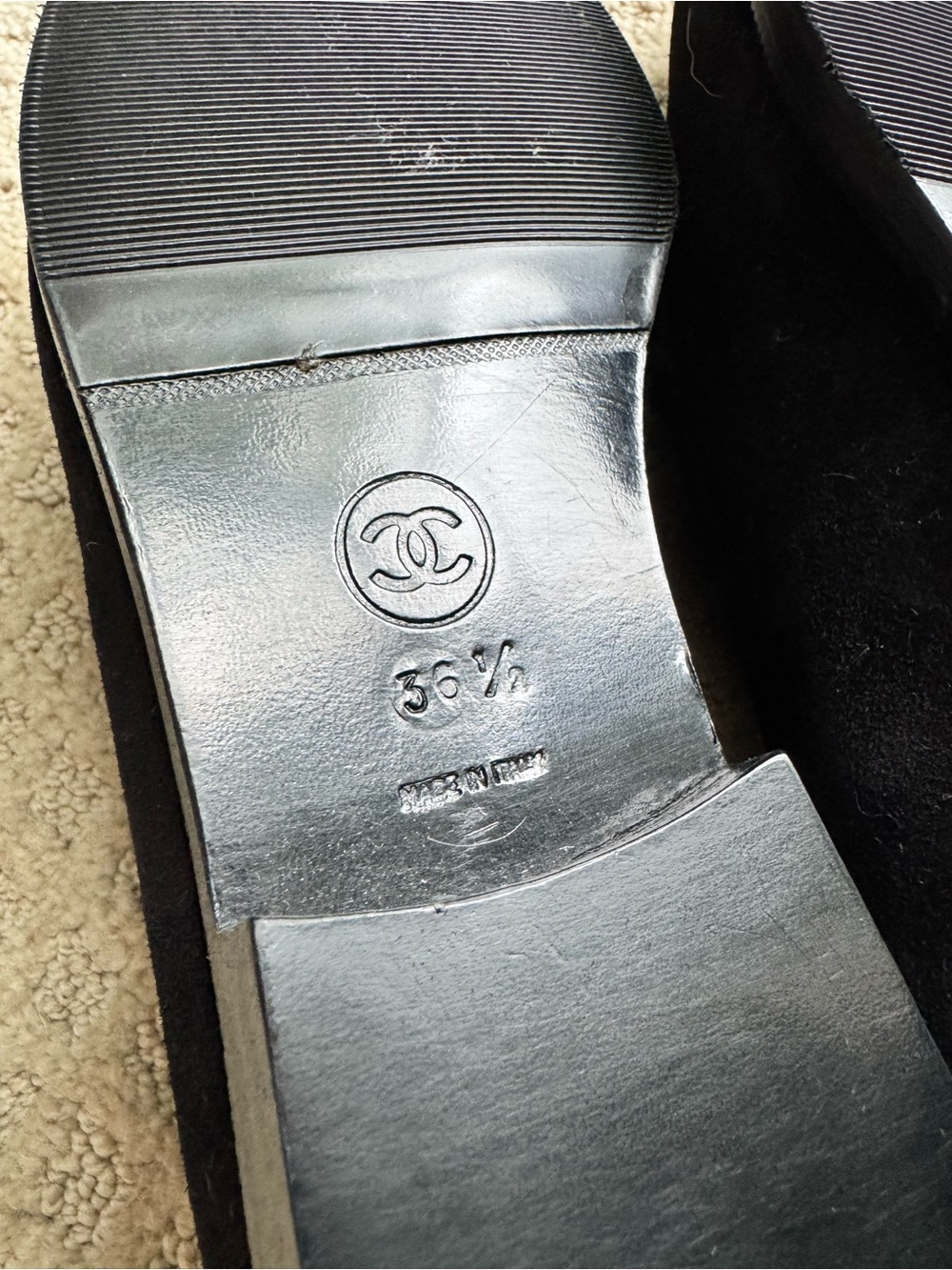 CHANEL Black Suede Penny Loafers - Picture 5 of 6
